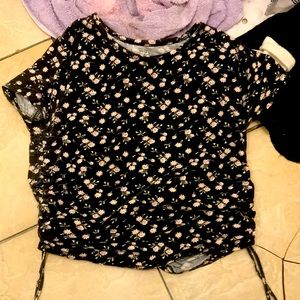 Gray floral crop top